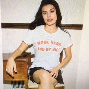 SUB_URBAN RIOT/“WORK HARD AND BE NIC”WHITE TEEw RED LETTERS/NEW